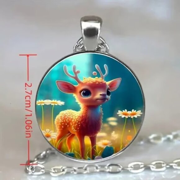 Silver Reindeer Christmas Pendant Necklace - Picture 3 of 3